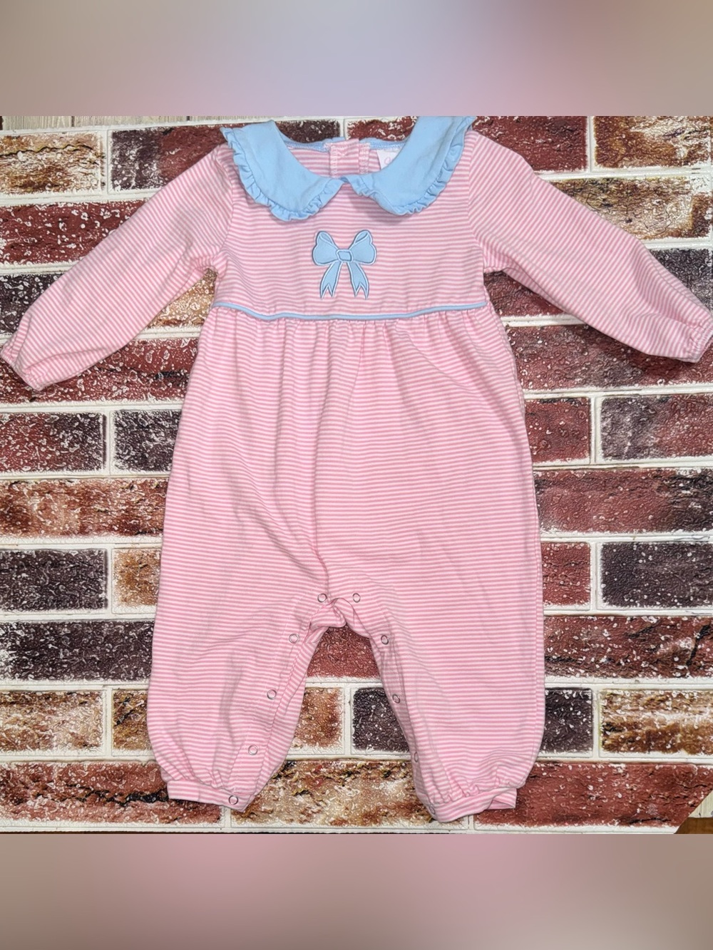 Stitchy Fish 🎀 bow romper 24m baby girls boutique pink blue